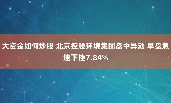 大资金如何炒股 北京控股环境集团盘中异动 早盘急速下挫7.84%
